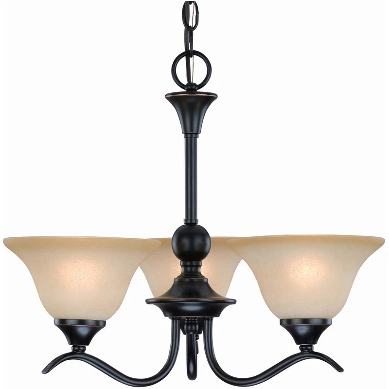 Three Light Chandelier Downward Facing Frosted Glass Shades