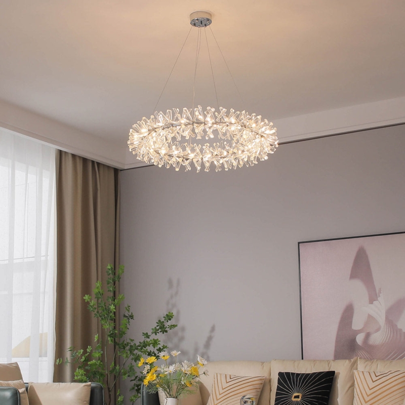 Three-Tier Design Chandelier featuring Polished Crystal Prisms