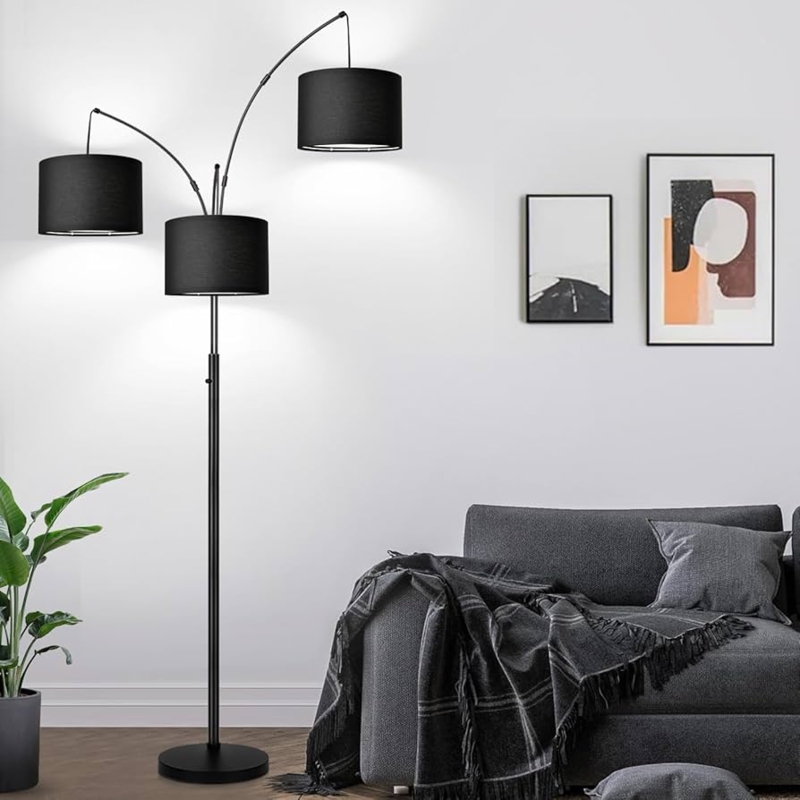 Three-Tiered Arc Floor Lamp for Contemporary Living Room Layout