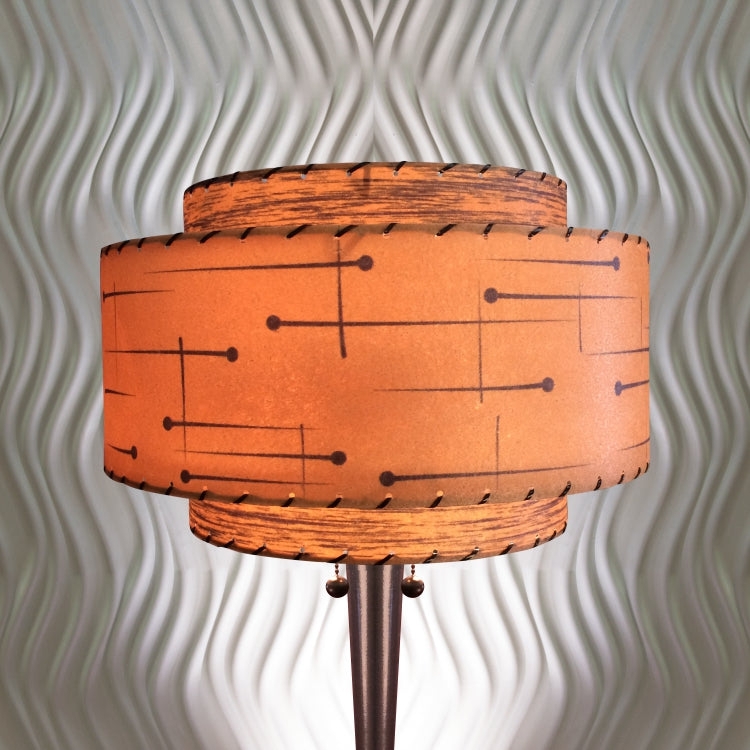 Three Tiered Lamp Shade Cream Linen Mid Century Modern Accent Lighting