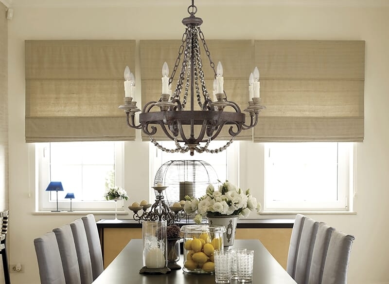 Tiered Chandelier with Distressed Wood Spindle and Dark Metal Arms