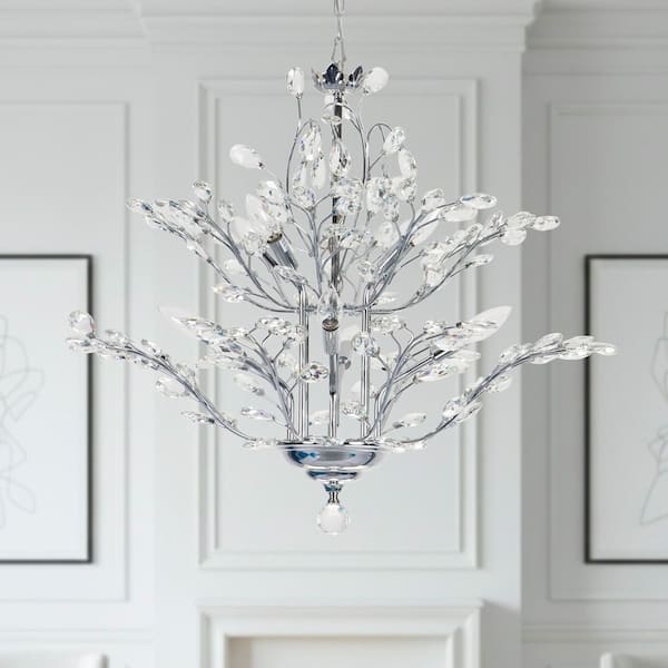 Tiered Crystal Chandelier Polished Chrome Rectangular Glass Modern