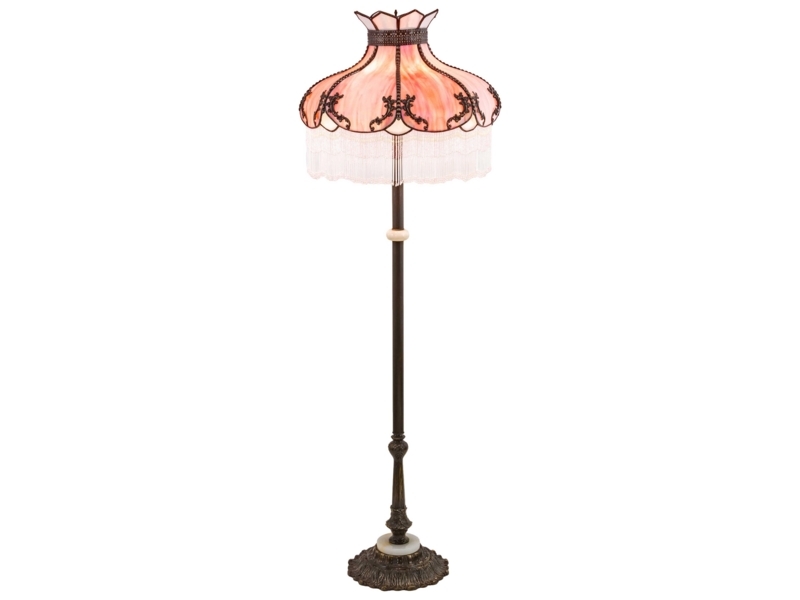 Tiffany Style Floor Lamp Floral Stained Glass Antique Brass Finish