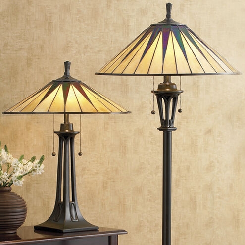 Tiffany Style Floor Lamp Geometric Stained Glass Mission Craftsman