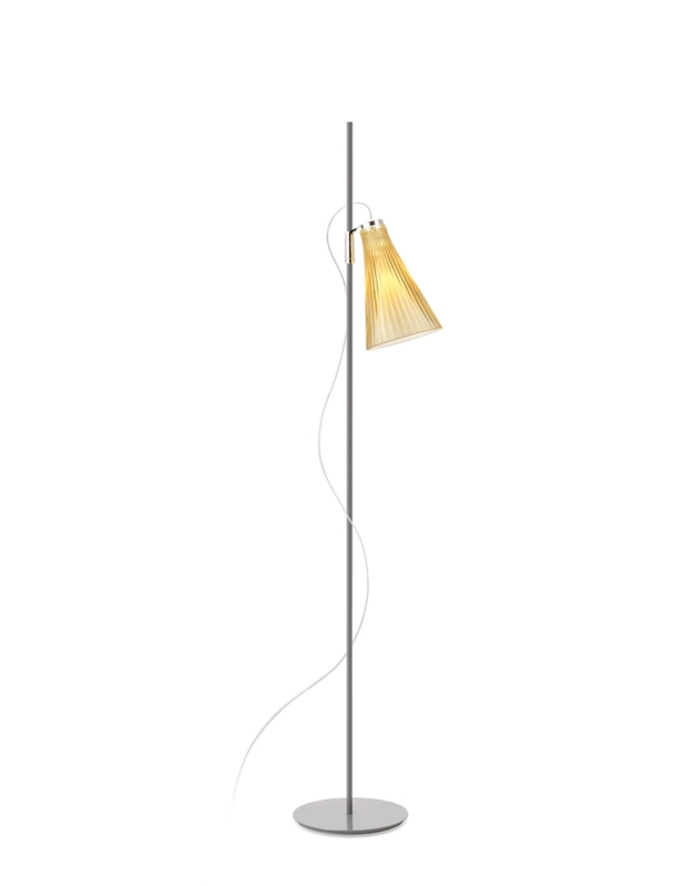 Tinted Shade Floor Lamp Amber Glow Adjustable Height Contemporary