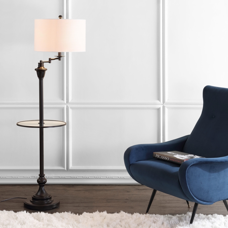 Torchiere Floor Lamp, Integrated Task Light & Frosted Shades