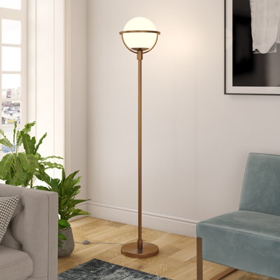 Torchiere Floor Lamp: Oil-Rubbed Bronze, Frosted Glass Shade. Traditional style.