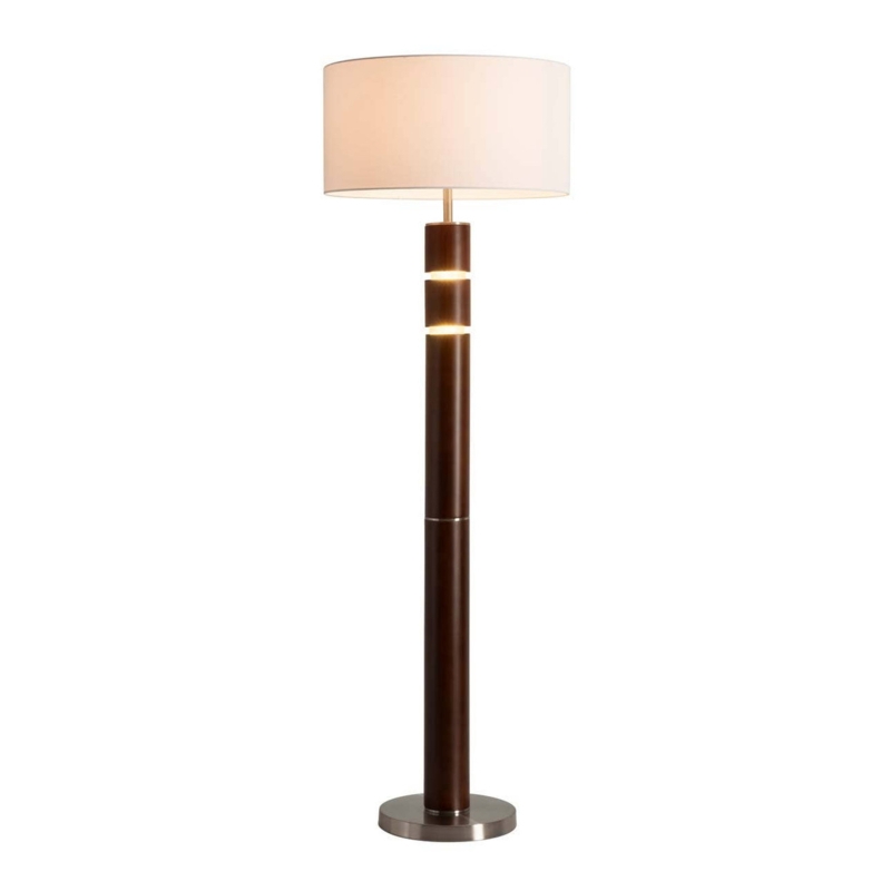 Tower Floor Lamp | Integrated Nightlight, Dark Wood Tone, Ambient Lighting