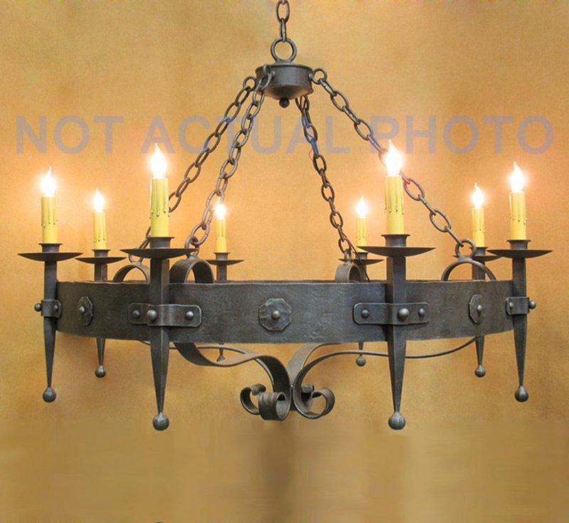 Traditional Brass Chandelier Six Light Scroll Arm Fixture