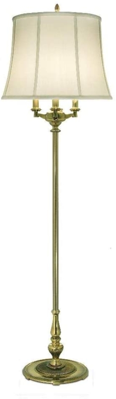 Traditional Brass Floor Lamp with Bell Shade and Decorative Turnings