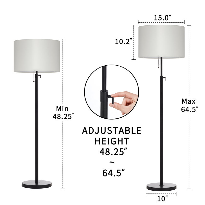 Traditional Brass Floor Lamp with Pleated Shade Swing Arm