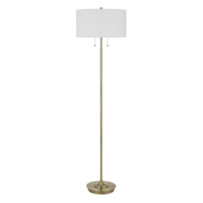 Traditional Brass Floor Lamp with Rectangular Shade