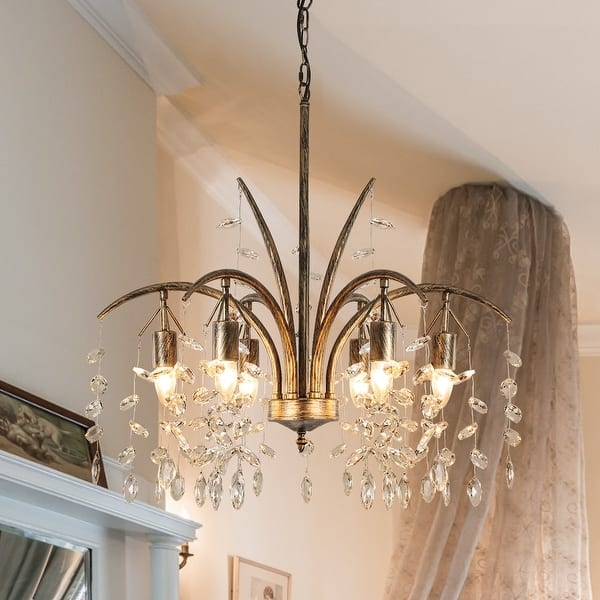 Traditional Bronze 6-Light Chandelier with Scrolling Silhouette