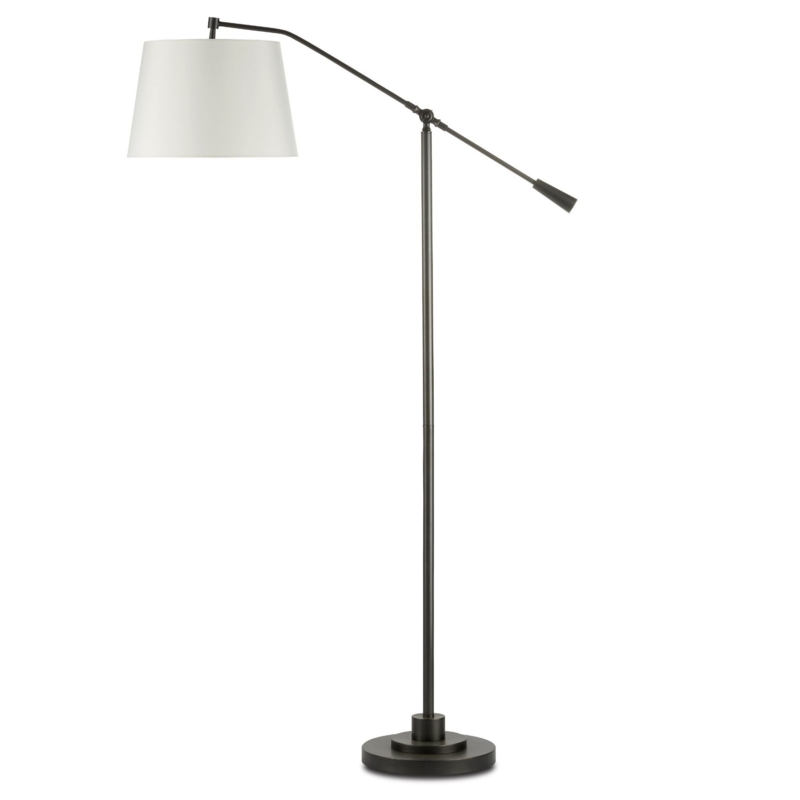 Traditional Bronze Floor Lamp, Drum Shade & Turned Pole