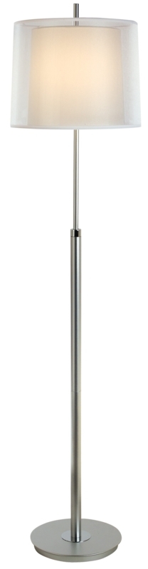 Traditional Chrome Floor Lamp: Polished Turned Base & White Empire Shade