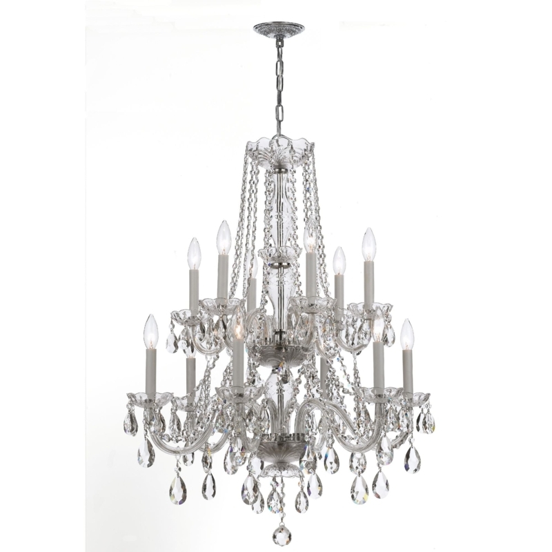 Traditional Crystal Chandelier Lighting Polished Chrome Beaded Chains