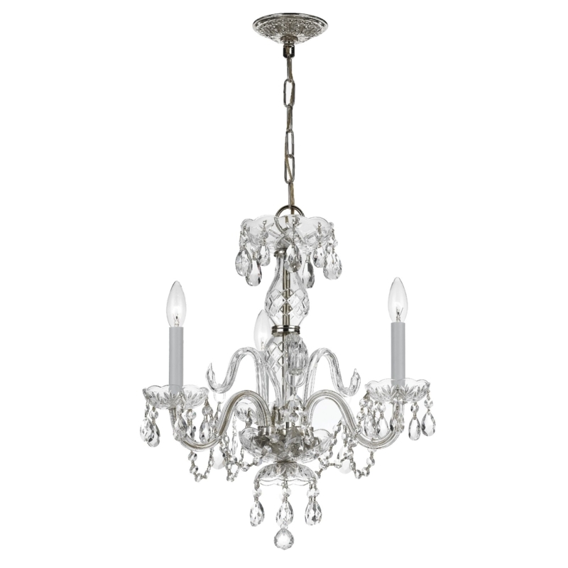 Traditional Crystal Mini Chandelier Polished Chrome Beaded Swags