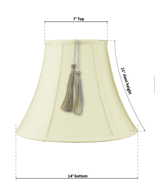 Traditional Eggshell Shantung Bell Lampshade with Hanging Tassel.