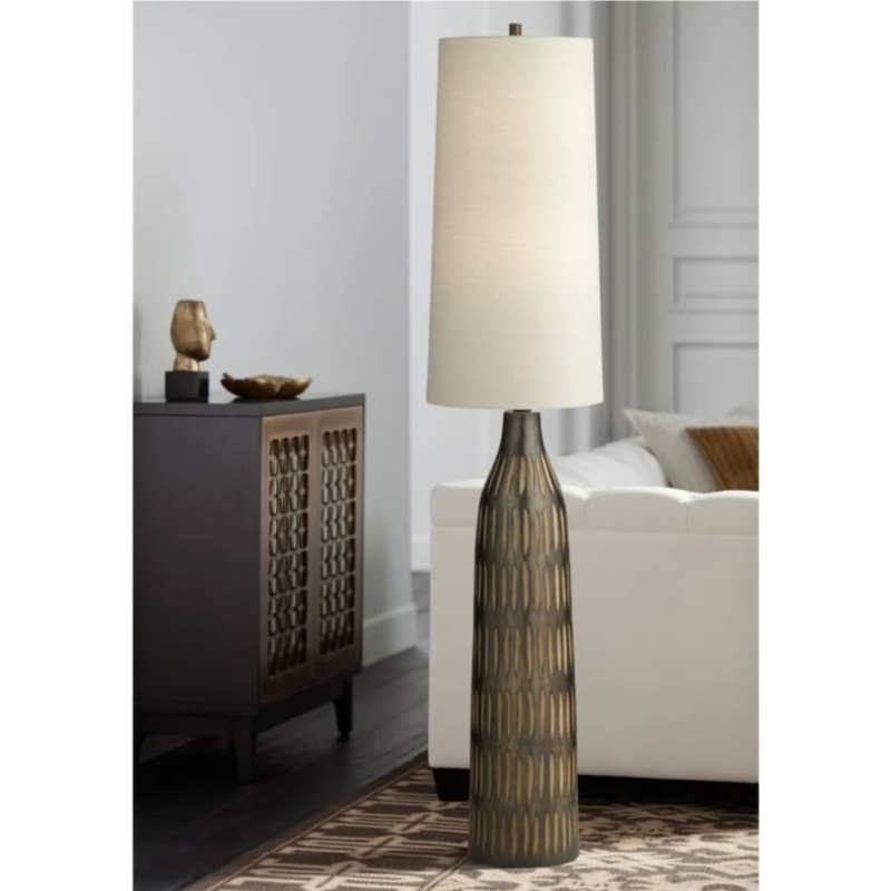 Traditional Floor Lamp | Carved Post Detail, Tapered Shade Accent, Elegant
