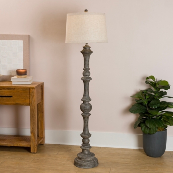 Traditional Floor Lamp Heavily Distressed Base Rustic Lighting