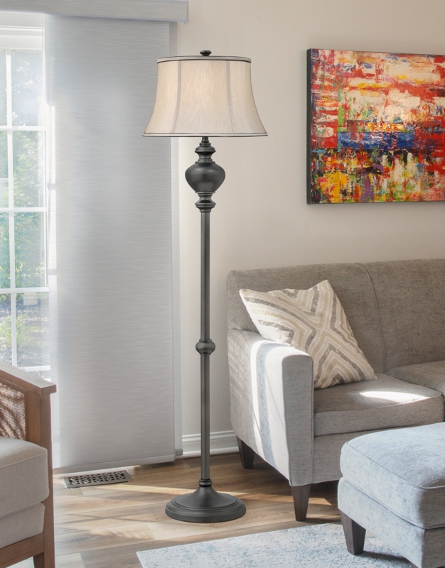 Traditional Floor Lamp Pleated Empire Shade Classic Living Room Lighting