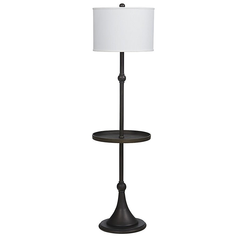 Traditional Floor Lamp with Antique Bronze Finish and Linen-Like Shade