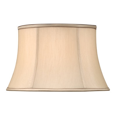 Traditional Ivory Silk-Like Bell Lamp Shade with Piping
