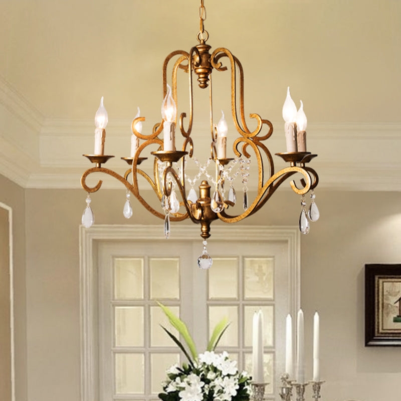 Traditional Kitchen Chandelier with Crystal Pendeloques