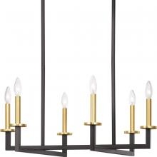 Transitional Chandelier: Graphite Finish with Clear Cylindrical Shades