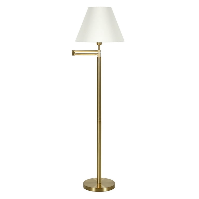 Transitional Floor Lamp Antique Brass Empire Shade Reading Light