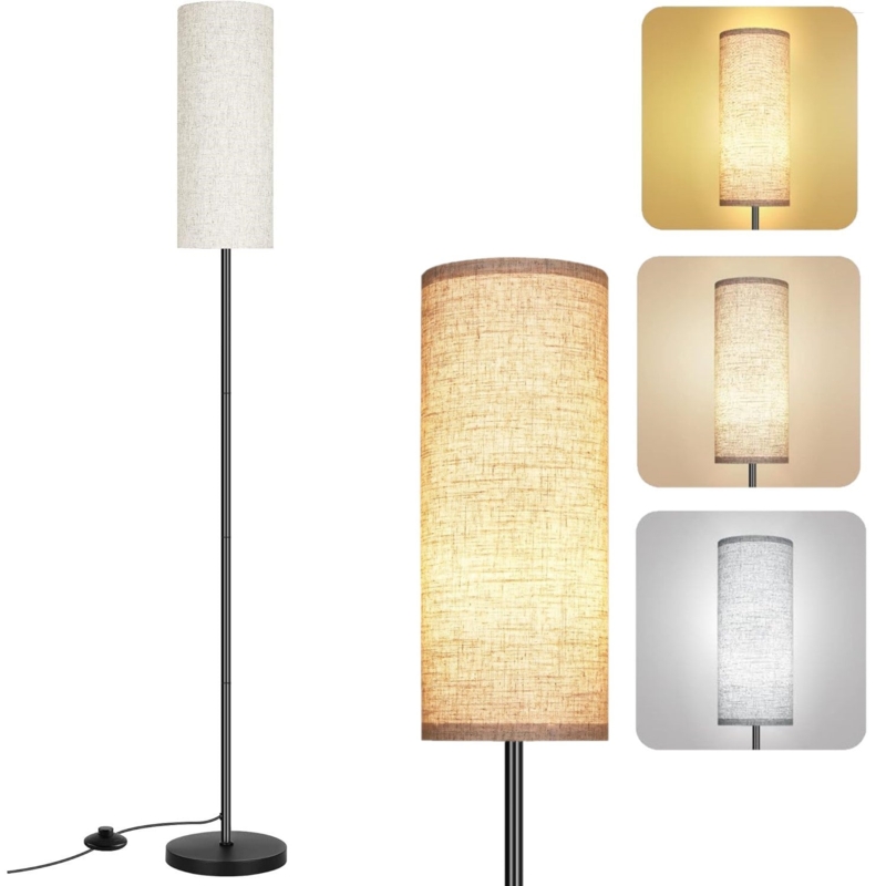 Transitional Floor Lamp Matte Black Tall Pole Pull Chain Switch