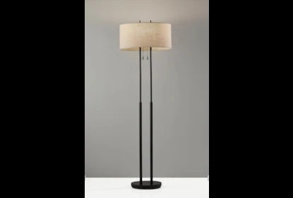 Transitional Floor Lamp with Dark Bronze Finish and Dual Pull Chains