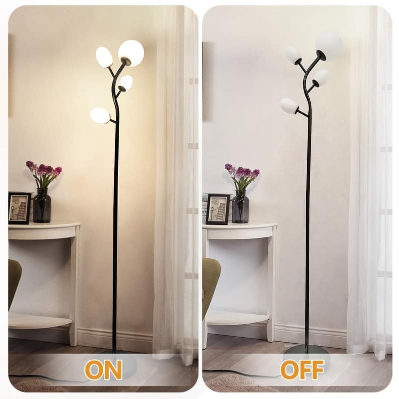 Tree Floor Lamp Adjustable Heads Polished Gold Conical Mid-Century Task