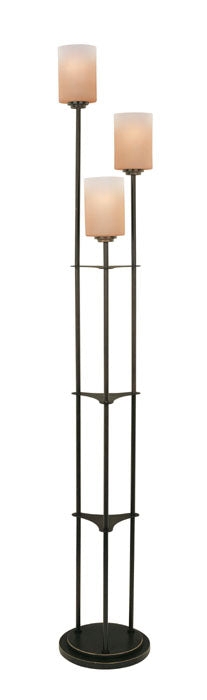 Tree Floor Lamp Bell Shades Amber Glass Bronze Finish Warm