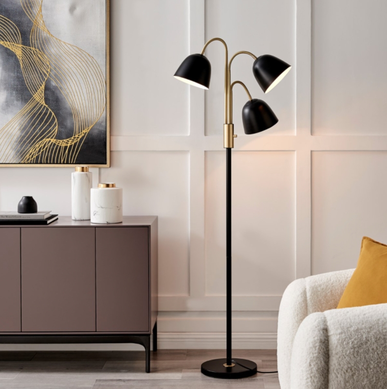 Tree Floor Lamp Brushed Satin Steel Adjustable Conical Shades Modern
