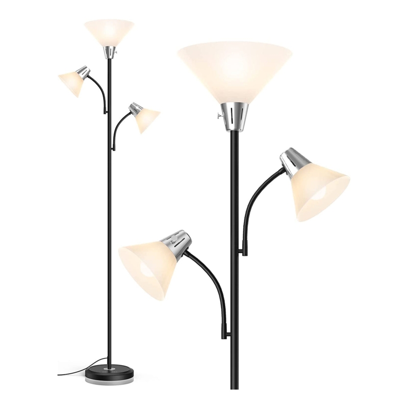 Tree Torchiere Floor Lamp Matte Black Adjustable Reading Lights Modern