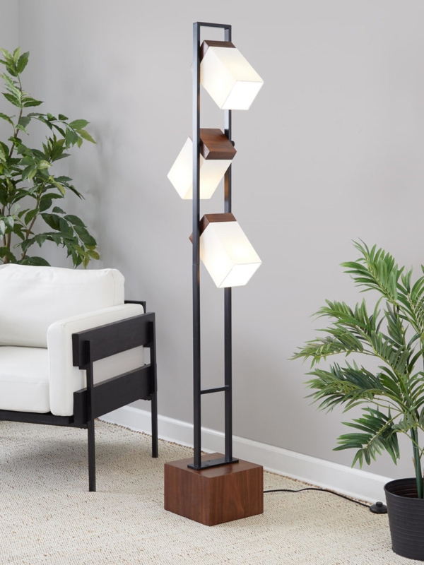Tripod Floor Lamp Integrated Walnut Shelf Living Room