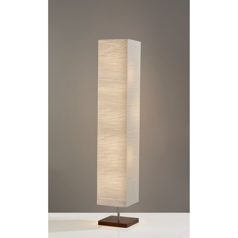 Tripod Floor Lamp Walnut Wood Woven Drum Shade Minimalist Wood Lighting