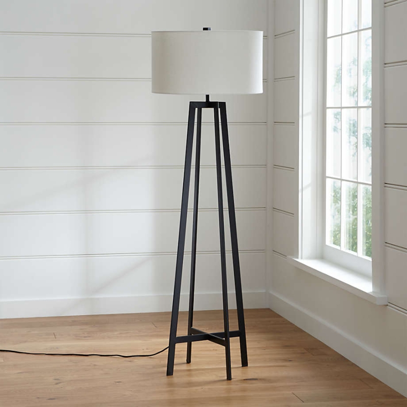 Tripod Floor Lamp with Textured Finish and Matching Shade