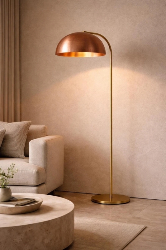 Tripod Floor Lamps Industrial Rustic Metallic Bowl Shades Pair
