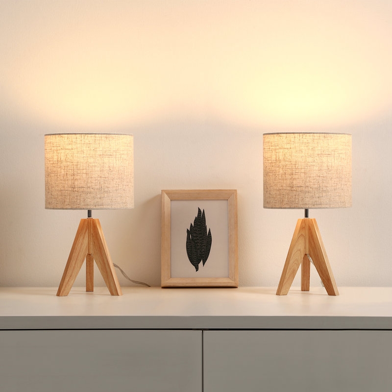 Tripod Table Lamp Paper White Shade Modern Drum Shade Lamp Styling