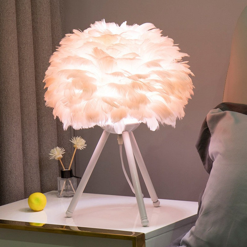 Tripod Table Lamp White Feather Tripod Table Lamp Hemispherical Shade