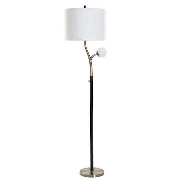 Two Light Tiered Floor Lamp with Slender Black Silhouette