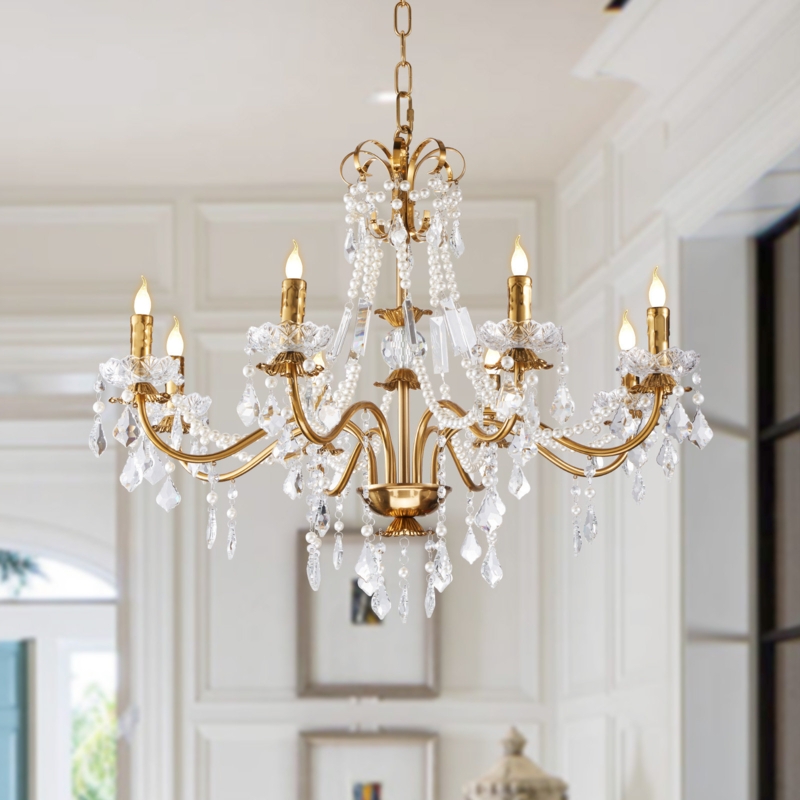 Two-Tier Chandelier with Drum Shades for Dining Room Lighting