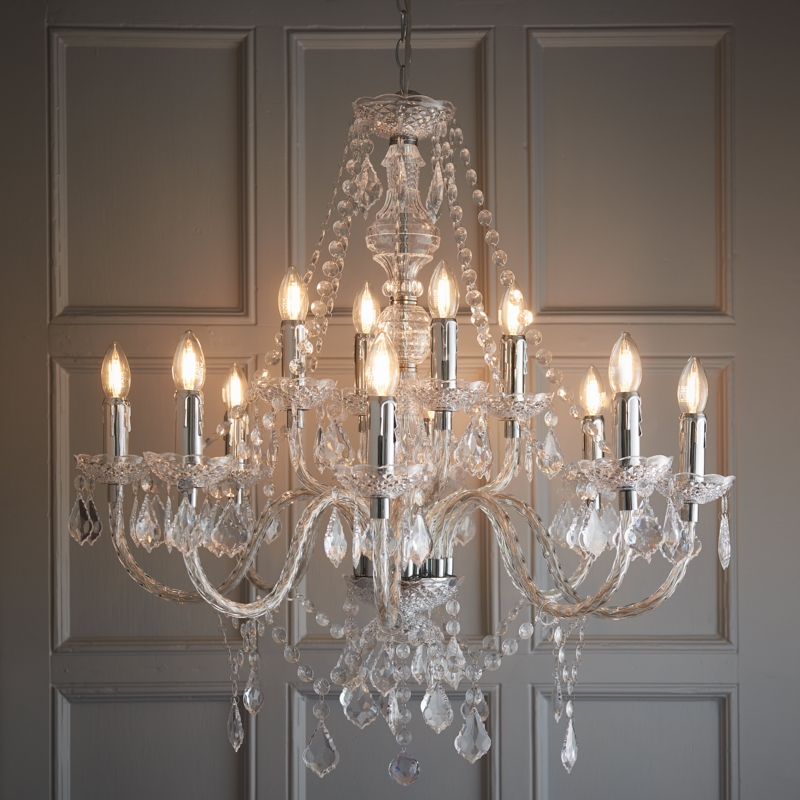Two-Tier Wagon Wheel Chandelier with Crystal Accents