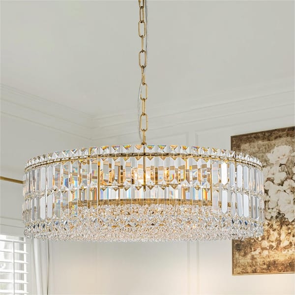 Vertical Glass Slat Chandelier Polished Finish Round Two Tier