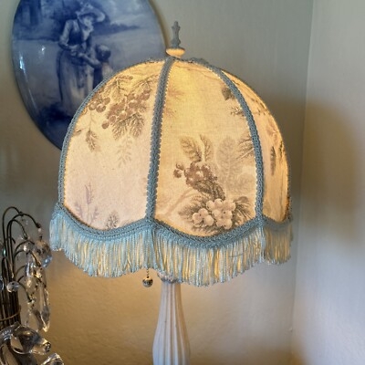 Victorian Fringe Lamp Shade with Tassels and Beaded Scalloped Trim