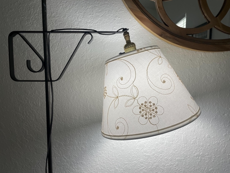 Vintage Candlewicking Bell Lampshade Cream Tassel Fringe