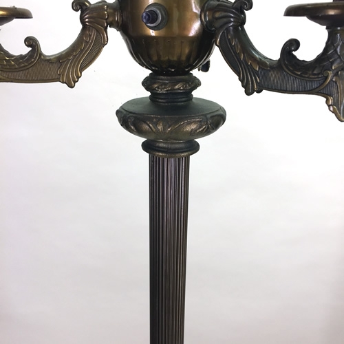 Vintage Floor Lamp Ornate Cast Base Four Light Cluster Antique Patina