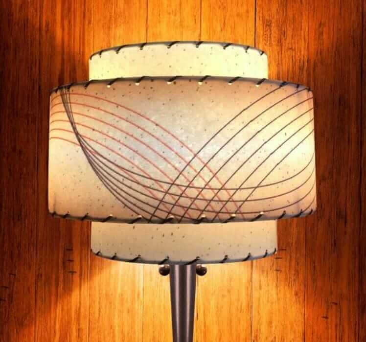 Vintage Style Fiberglass Lamp Shade Linear Brown Pattern Textured